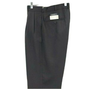Pronti Men's Brown Dress Pants Pleated Regular Hem Striped Pattern Size 32"